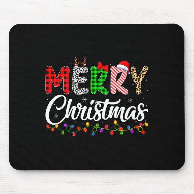 Womens Merry Christmas Lights Santa Family Xmas Pa Mousepad (Vorne)
