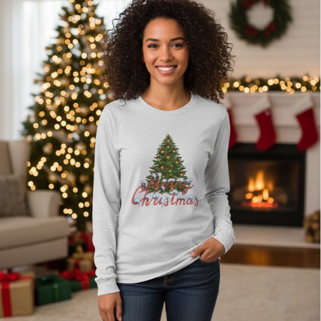 Women's Merry Christmas Tree Festive Holiday Shirt (Von Creator hochgeladen)