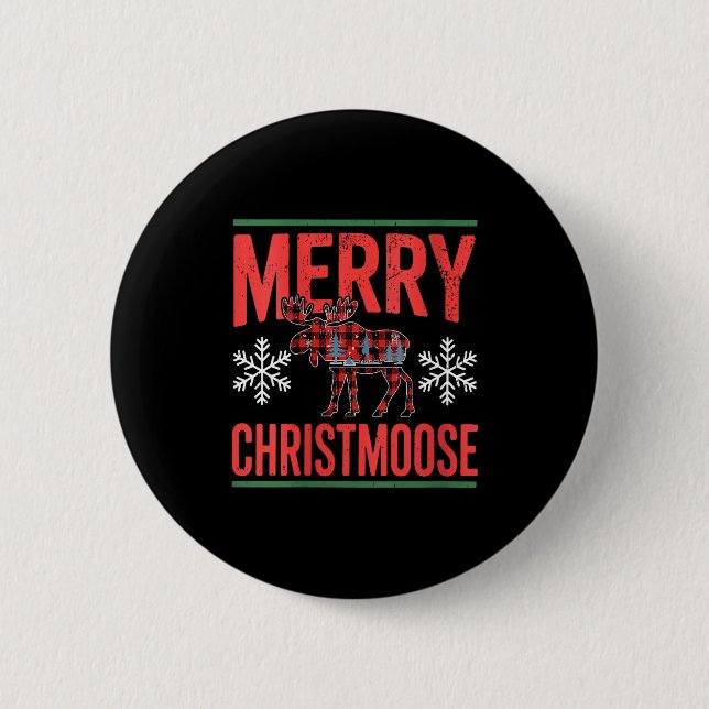 Womens Merry Christmoose Holiday Moose Ugly Sweate Button (Vorderseite)