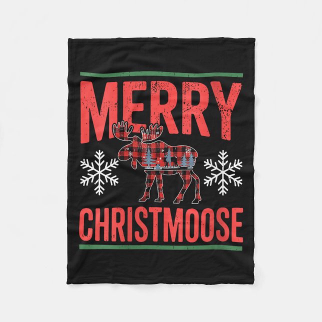 Womens Merry Christmoose Holiday Moose Ugly Sweate Fleecedecke (Vorderseite)