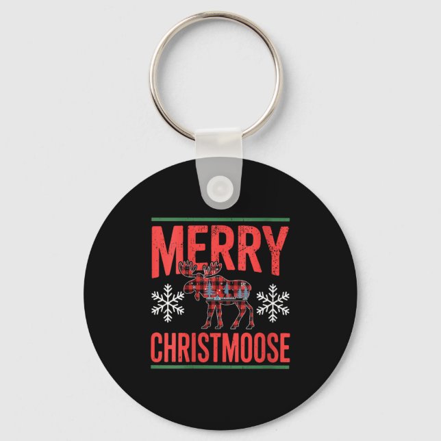 Womens Merry Christmoose Holiday Moose Ugly Sweate Schlüsselanhänger (Vorderseite)