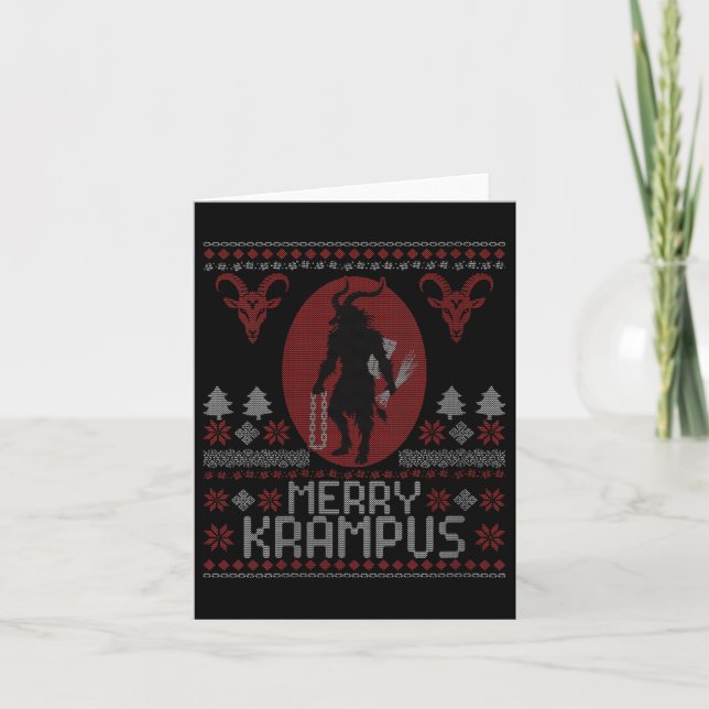 Womens Merry Krampus Horror Creepy Evil Funny Ugly Karte (Vorderseite)