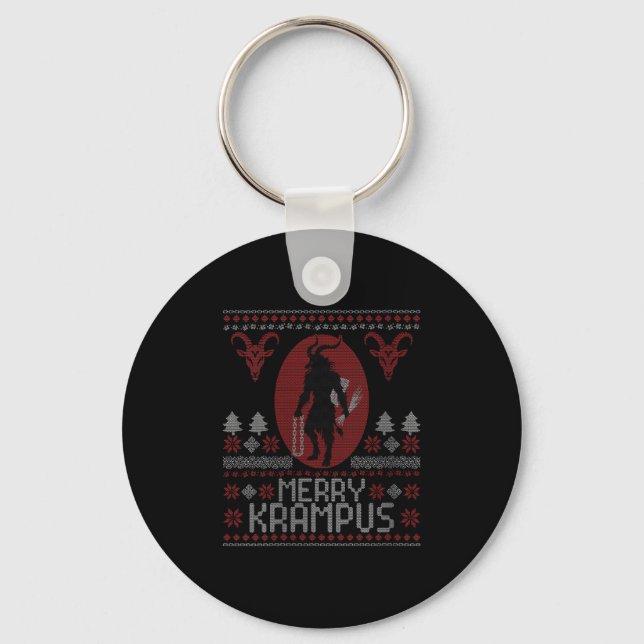Womens Merry Krampus Horror Creepy Evil Funny Ugly Schlüsselanhänger (Vorderseite)