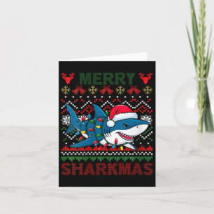 Womens Merry Sharkmas Ugly Christmas Shark Santa H Karte