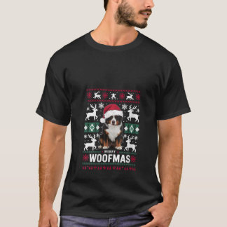 Womens Merry Woofmas Bernese Mountain Dog Santa Ug T-Shirt