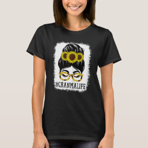 Womens Messy Bun Granma Life Oma Sunflowers Cu T-Shirt