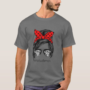 Womens Messy Bun Hair Glasses Rottweiler Mama Life T-Shirt