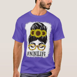 Womens Messy Bun Nini Life Grandma Sonnenblumen Ni T-Shirt