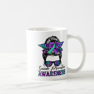 Womens Messy Bun Suicide Prevention Awareness Sui Kaffeetasse
