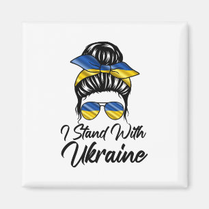Womens Messy Bun Ukraine Ich stehe mit der Ukraine Magnet