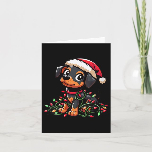 Womens Miniature Pinscher Weihnachtslicht Dog Fun Karte (Vorderseite)