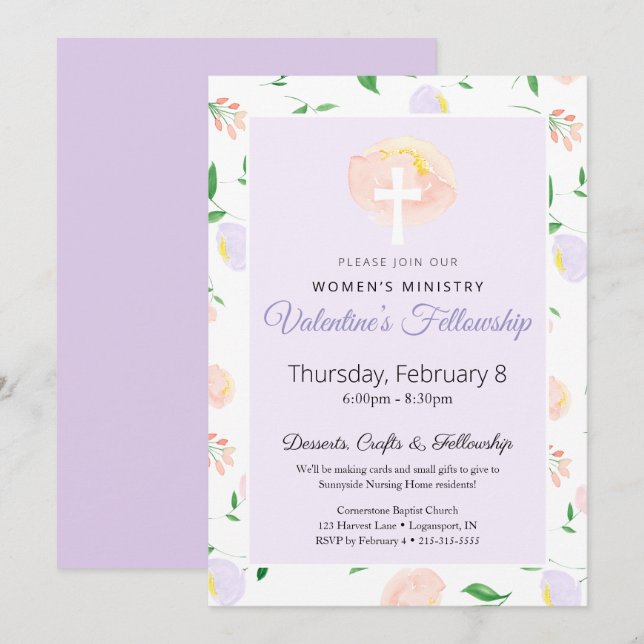 Women's Ministry Valentine's Fellowship Invitation Einladung (Vorne/Hinten)