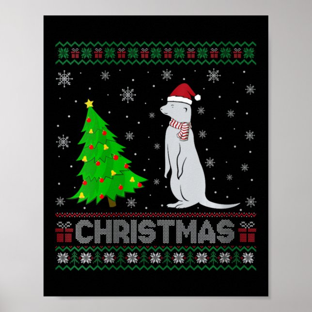 Womens mongoose Xmas Tree Lighting Ugly Weihnachte Poster (Vorne)
