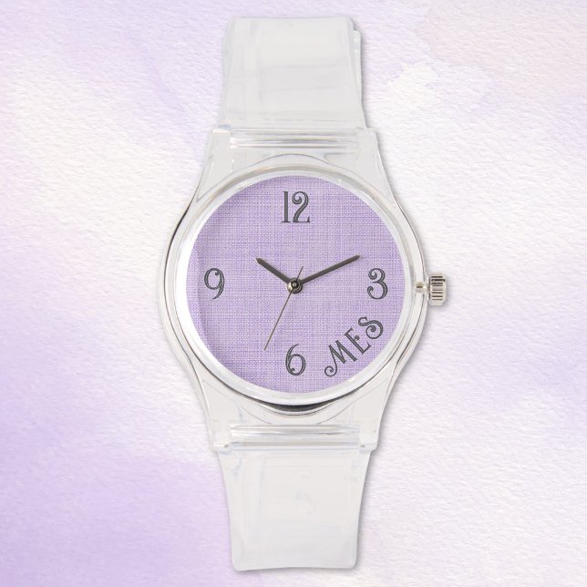 Women's Monogram Lavender Clear Silicone Watch Armbanduhr (Von Creator hochgeladen)