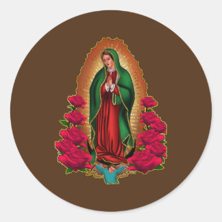 Womens Mother Madre Virgen de Guadalupe Virgin Runder Aufkleber