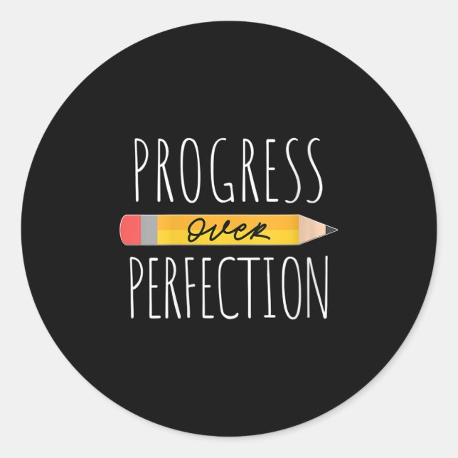 Womens Motivational Progress Over Perfection Back  Runder Aufkleber (Vorderseite)