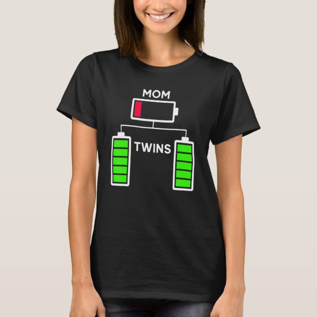 Womens Müred Twin Mama Low Battery Charge T-Shirt (Vorderseite)