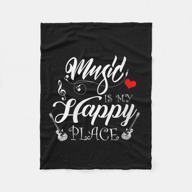 Womens Music Is My Happy Place Motivational Life Q Fleecedecke (Vorderseite)