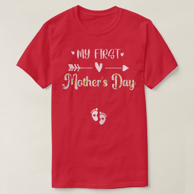 Womens My First Mother's Day Pregnancy Announcemen T-Shirt (Design vorne)