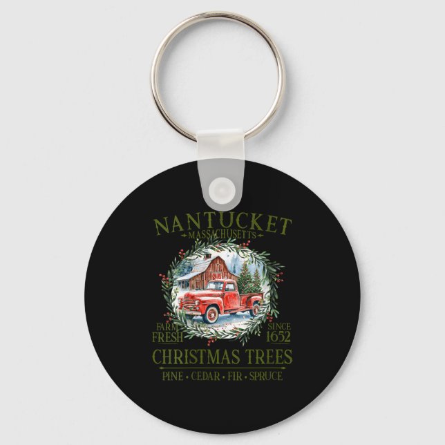 Womens Nantucket Ma Farm Fresh Christmas Trees Gre Schlüsselanhänger (Vorderseite)