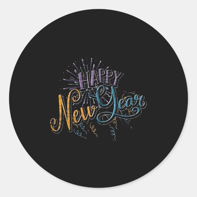 Womens New Years Eve Celebration Confetti Firework Runder Aufkleber (Vorderseite)