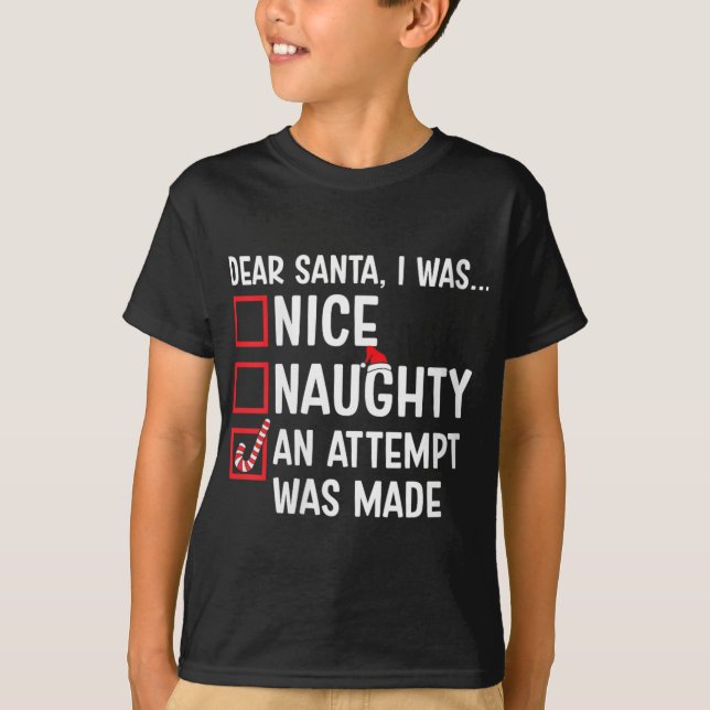 Womens Nice Naughty ein Versuch gemacht wurde lust T-Shirt (Vorderseite)