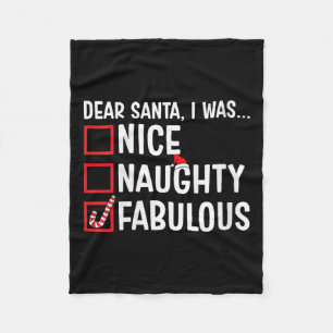 Womens Nice Naughty Fabulous Funny Weihnachten Fleecedecke
