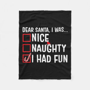 Womens Nice Naughty Ich hatte Spaß Funny Santa Cla Fleecedecke