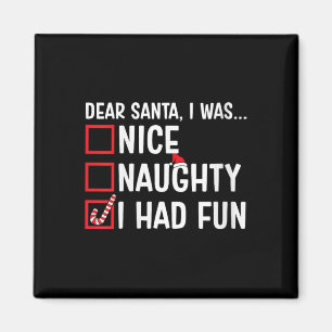 Womens Nice Naughty Ich hatte Spaß Funny Santa Cla Magnet