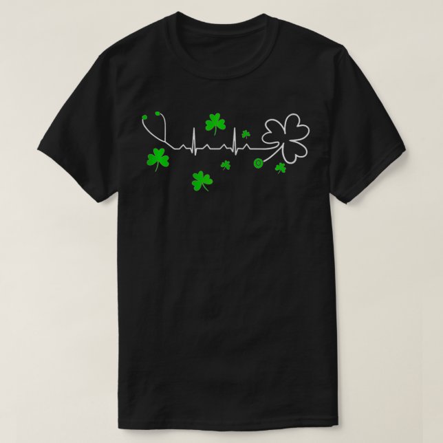 Womens Nurse Heartbeat Stethoscope St Patricks Day T-Shirt (Design vorne)