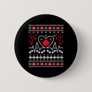 Womens Nurse Heartbeat - Uguler Weihnachtssüßer Button