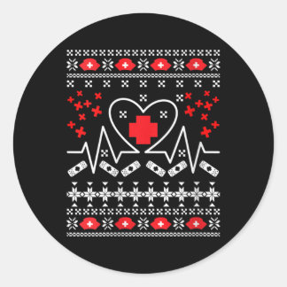Womens Nurse Heartbeat - Uguler Weihnachtssüßer Runder Aufkleber