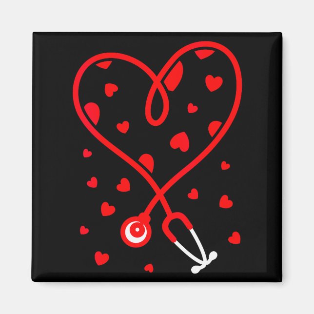 Womens Nurse Stethoscope Heart Valentines Day Nurs Magnet (Vorne)