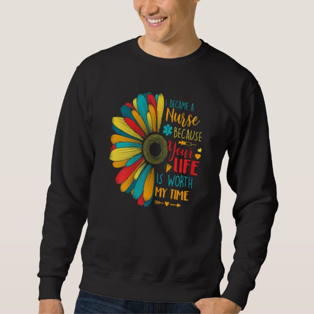 Womens Nurse Sunshine Sonnenblumen Counselor Mütte Sweatshirt (Vorderseite)