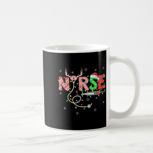 Womens Nursing Stethoscope Reindeer Nurse Hat Funn Kaffeetasse (Rechts)