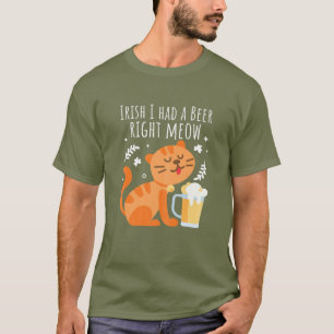 Womens One Bee Right Meow Cat Funny St Patricks D T-Shirt