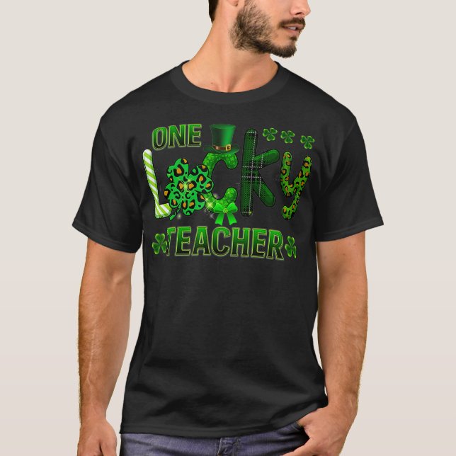 Womens One Lucky Teacher Funny St Patricks Day T-Shirt (Vorderseite)