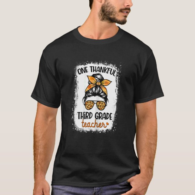 Womens One Thankful Third Grade Teacher Happy Fall T-Shirt (Vorderseite)