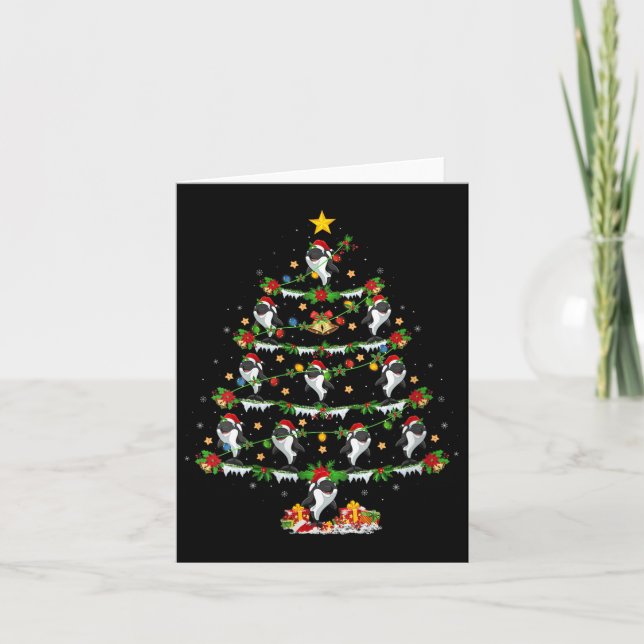 Womens Orca Christmas Tree Lights Funny Sea Animal Karte (Vorderseite)