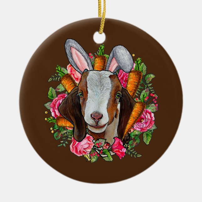 Womens Ostergebälk Ziege Sonnenlicher Bauer Osterz Keramik Ornament (Vorne)