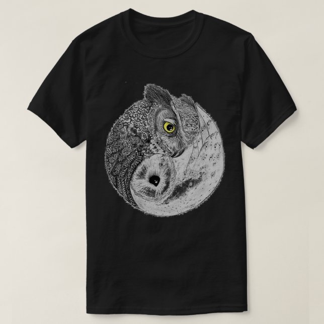 Womens Owl Yin Yang Tai Chi VNeck T-Shirt (Design vorne)