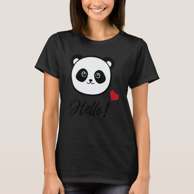 Womens  Panda 'hello' T-Shirt (Vorderseite)