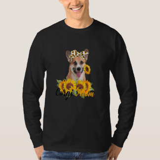 Womens Pembroke Welsh Corgi Mama Sunflower Summer  T-Shirt