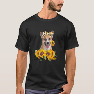 Womens Pembroke Welsh Corgi Mama Sunflower Summer T-Shirt