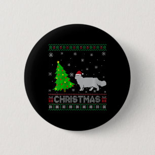 Womens Persian Cat Xmas Tree Lighting Ugly Christm Button
