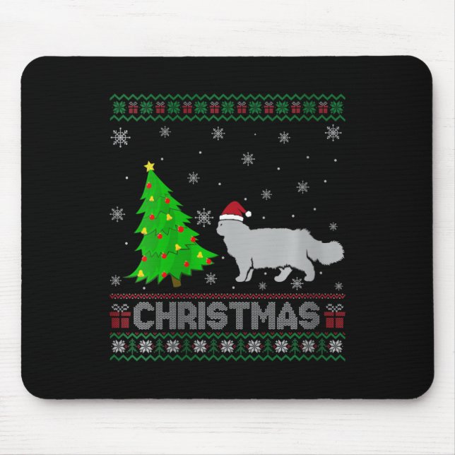 Womens Persian Cat Xmas Tree Lighting Ugly Christm Mousepad (Vorne)