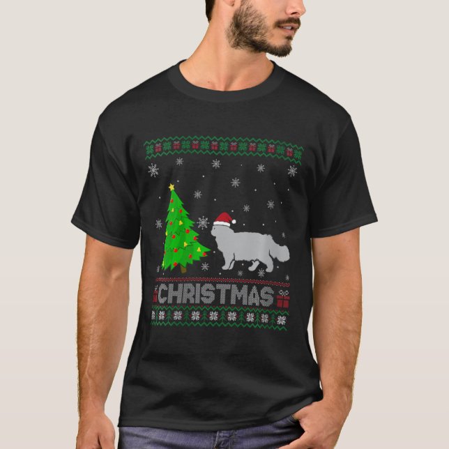 Womens Persian Cat Xmas Tree Lighting Ugly Christm T-Shirt (Vorderseite)