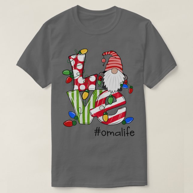 Womens Personalisiert Liebe Omalife Candy Gnome Ch T-Shirt (Design vorne)