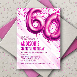 Womens Pink 60e anniversaire Invitation