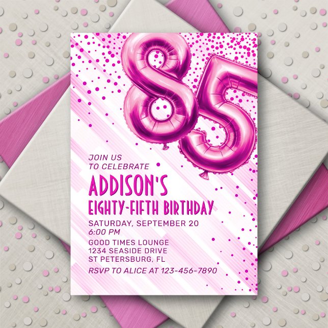 Womens Pink 85e anniversaire Invitation (Créateur téléchargé)